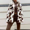 Leopard nadruk swobodny luźne futra ciepła płaszcz kobiety 2020 Zimowa streetwear żeńska puszysta płaszcz y2k moda strój L220725