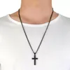 Délicat Hommes En Acier Inoxydable Croix Pendentif Colliers Hommes Lettre Gravée Avec Un Seul Coeur Religion Foi Crucifix Charme Chaîne En Titane Pour Les Cadeaux