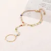 Creative Tiny Chain Armband Finger Rings for Women Gold Color Link Chains Anslutande handsele armband Summer smycken gåva