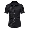 2022 Herrmode -knappen Down Shirt Short Sleeve Casual Button Up Shirts Slim Fit Printed Business Dress Shirts