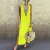 Boho Women White Vintage Split White Dresses Plus Summer Vacation Party Long Maxi Dress Sleeveless Sundress Kaftan Dress