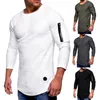 T-shirts voor herenoverhemden Heren Open casual tee Sport Fitness kleding Zipper shirt streetwear pullover man Man Solid Color Long Sleeve slanke topsmannen