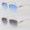 Óculos de sol inteiros de metal leopardo, lentes com corte de diamante, sem aro, óculos de sol inoxidável, alta qualidade, 18k, ouro uv2629684