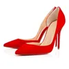 2022 Kobiety buty czerwone dna wysokie obcasy seksowne spiczaste palce czerwona podeszwa 8cm 10 cm 12 cm pompki ślubne nagi czarna błyszcząca gaza