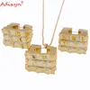 Adixyn Two Desigh Square Ohrringe/Anhänger/Halskette Roségoldfarbenes Schmuckset für Frauen Geschenke N031915 220726