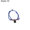 Europe America Fashion Style Bracelet Men Lady Women Black Metal Hardware Engraved V Initials Lock Charm Adjustable Rainbow Polyester Cord Link Bracelets Q05270