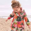 2022 nuova primavera autunno ragazze cappotto stampa completa grande fiore con cappuccio felpa per bambini stile lungo giacca a vento per bambini J220718