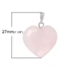 Collane con ciondolo Doreenbeads Moda Donna Creato Rosa Gemma Pietra Pendenti con ciondoli Cuore Rosa Gioielli Regalo Collana fatta a mano 1PCPendant