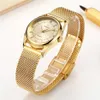 Wwoor Luxury Brand Dress Gold Watch Ladies Elegant Diamont Small Quartz Wrist Watches for Women Steel Mesh Clock Zegarek Damski 22250i