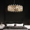 Underbar kristallledande ljuskrona lampa Rund guldbelysning Fixtur Luxury Suspension Lamp för heminredning vardagsrumsmatsal Kök