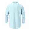 Chemises décontractées pour hommes Mode pour hommes Simple Coton et lin Petit imprimé T-shirt à manches longues Top Pack de MenMen's Eldd22