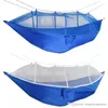 12 Colors 260*140cm Hammock With Mosquito Net Outdoor Parachute Hammock Field Camping Tent Garden Camping Swing Hanging Bed