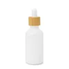 Frosted Amber White Glass Dropper Bottle 15ml 30ml 50ml with Bamboo Cap 1oz Wooden Essential Oil Bottles DH8765