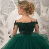2122 Green Flower Girl Dresses For Wedding Spaghetti Lace Floral Appliques Tiered Skirts Girls Pageant Dress Kids Birthday Party G276H