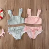 Toddler Baby Girls 2 Piece Set Bikini Swimsuit Cute Print Ruffle Top Bottom Panties Kids Swimwear Children Bathing Suit Tankini 220715