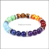 Kralen strengen armbanden sieraden 7 chakra reiki natuursteen streng armband helende kristal kwarts charm kralen meditatie nce femme drop