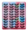 20 Pairs Fluffy Faux 6D Mink Eyelashes Curl Thick Multilayer Long Dramatic Eyelashes Extension Cruelty Free Lash With Rainbow Tray