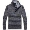 Pull tricoté à manches longues pour homme, couleur unie, demi-fermeture éclair, veste polaire épaisse et chaude, automne, L220730