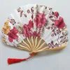 Party Favor Cherry Blossom Design Round Cloth Folding Hand Fan with Gift bag Wedding Gifts DH9