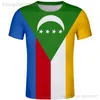 COMOROS T Shirt DIY مجاني مخصص رقم اسم DES COM تي شيرت الأمة علم KM الاتحاد الفرنسي Country College Print PO الملابس 220702