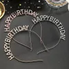 Rose Gold Silver Color Headbands Happy Birthday Hair Hoop Hairbands Fashion Hair Accessories Rhinestone Girls Kids Women Crowns