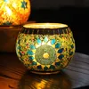 New Mosaic Glass Candle Holder Stained Candelabra Round Romantic Candle Light Wedding Decorations