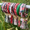 Fashion Party Favor Multiple Designs Sun Flower Pattern key chain Leather Wrap Tassels Bracelets Keychain Wristlet Bracelet Tassel RRA13417