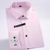 Camisas de vestido masculinas Camisa de algodão de seda roxa Men Spandex Escritório formal Slim Fit Social Safari Japão Modelo Business Solid Camisas Vere22