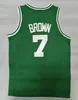 Hommes The Finals Basketball Jersey Jayson Tatum 0 Jaylen Brown 7 Tout cousu Noir Vert Blanc Couleur de l'équipe Respirant Pur Coton Pour Les Fans De Sport Bonne Qualité Taille S-XXL