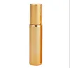 10ml ROLL ON GLASS BOTTLE Black Gold Silver Fragrances ESSENTIAL OIL Perfume Bottles With Metal Roller Ball
