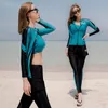 Dames badmode dames sport zwempak lange mouwen broek push omhoog strandkleding gewatteerde surf rashguards maillot de bain femmewomen's