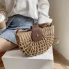 Sac de soirée en rotin tissé à la main pour femmes, sac à bandoulière pour Vlog de plage, loquet en Pu, bande unique, tendance d'été, 0623