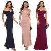 Casual Dresses Light Bridesmaid Off Shoulder Dress Elegant Party Slit Pink Long Maxi Sexy VestidosCasual