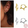 Hoop & Huggie Real 925 Sterling Silver Geometric Bead Rivet Piercing Earrings For Women Round Cross Small INS Ear JewelryHoop Kirs22