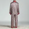 Herren-Nachtwäsche Puimentiua Frühling Herren-Nachtwäsche Langarm-Satin-Pyjama-Sets Fo 220823