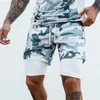 Men's Shorts IN 1 Sport Camouflage Mesh Breathable Men Double-deck Jogging Running Quick Dry GYM Fitness Workout Buttoms 8-ColorMen's