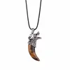 Pendant Necklaces Silver Plated Natural Stone Wolf Tooth Necklace For Women Tiger Eye Sodalite Crystal Pendants Jewelry