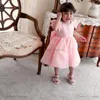 女の子のドレスベビーガールフォーマルプリンセス服の子供たちは飛んでいる袖のビーズの腫れを洗う洗濯e18546を着る