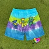 Men's Shorts 2021 Tie Dye Dancing Bears Shorts Men Women High Quality Foaming Print Shorts Multicolor Breeches Drawstring Slightly Looose T220825