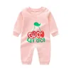 Caldo di alta qualità pagliaccetti neonato ragazze e ragazzo manica lunga primavera 100% vestiti di cotone marca lettera stampa pagliaccetto infantile bambini ourfits