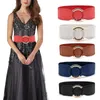 Cinturones elásticos para mujer, cintura ancha a la moda, hebilla redonda dorada para mujer, cinturón decorativo para mujer, abrigos, cinturones