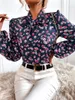 T-shirt da donna Design Taglie forti Camicetta da donna Manica a lanterna Stampa Camicia con lacci Catene lunghe Camicie casual larghe TopDonna