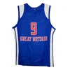 Nikivip Custom Retro Luol Deng #9 Team Great Britain Basketball Jersey Sydd blå S-4XL Namn och nummer toppkvalitet
