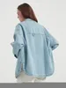 Wixra Women Denim Jacket Loose Wid Down Collar Femme Casual Classic Jeans Colthes Autumn AllMatch Outwear Coats 220722