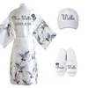 Bride Robe Custom- Bridesmaid Present Robes Wedding Peignoirs Satin Pyjamas Bridal Prepar Wear Silk Kimono Women Night Dress 220621