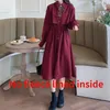 Woherb elegante vestido mulheres primavera outono robe arco lace up midi longo vestidos feminino casual coreano 2022 vestuário vestidos 220317