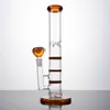 Heady szklane fajki wodne Bong potrójne Beecomb Perc percolators prosta rurka fajka wodna 14mm złącze żeńskie kolorowe Bongs olej Dab Rigs z miską