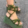 Sandals Fashion 2022 Summer Women Peep-toe Shoes Woman High Heels Random Wedges Beach Sandals 220323