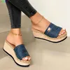 Sandals Summer Wedge Slippers Platform High Heels Ladies Basic Wooden Beach Shoes Flip-Flop Mujer