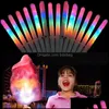 Led Cotton Candy Glow Glowing Sticks Light Up Clignotant Cône Fairy Floss Stick Lampe Home Party Décoration Drop Delivery 2021 Event Supplies